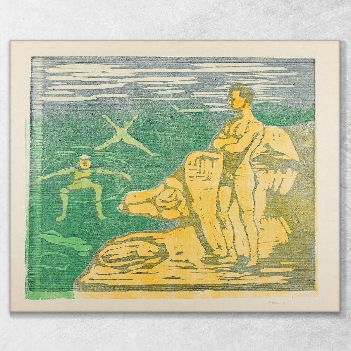 Boys Bathing 2 Edvard Munch, em74 ภาพพิมพ์บนผ้าใบแคนวาส