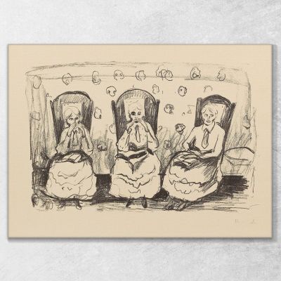 Three Old Ladies Edvard Munch, em98 canvas print