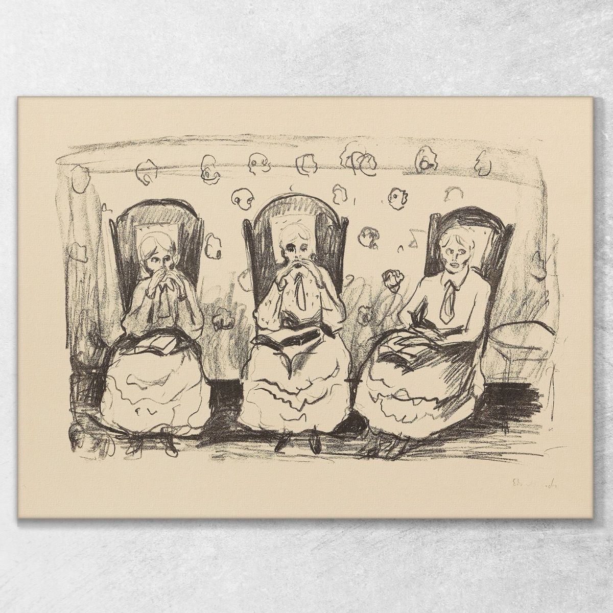 Three Old Ladies Edvard Munch, em98 ภาพพิมพ์บนผ้าใบแคนวาส