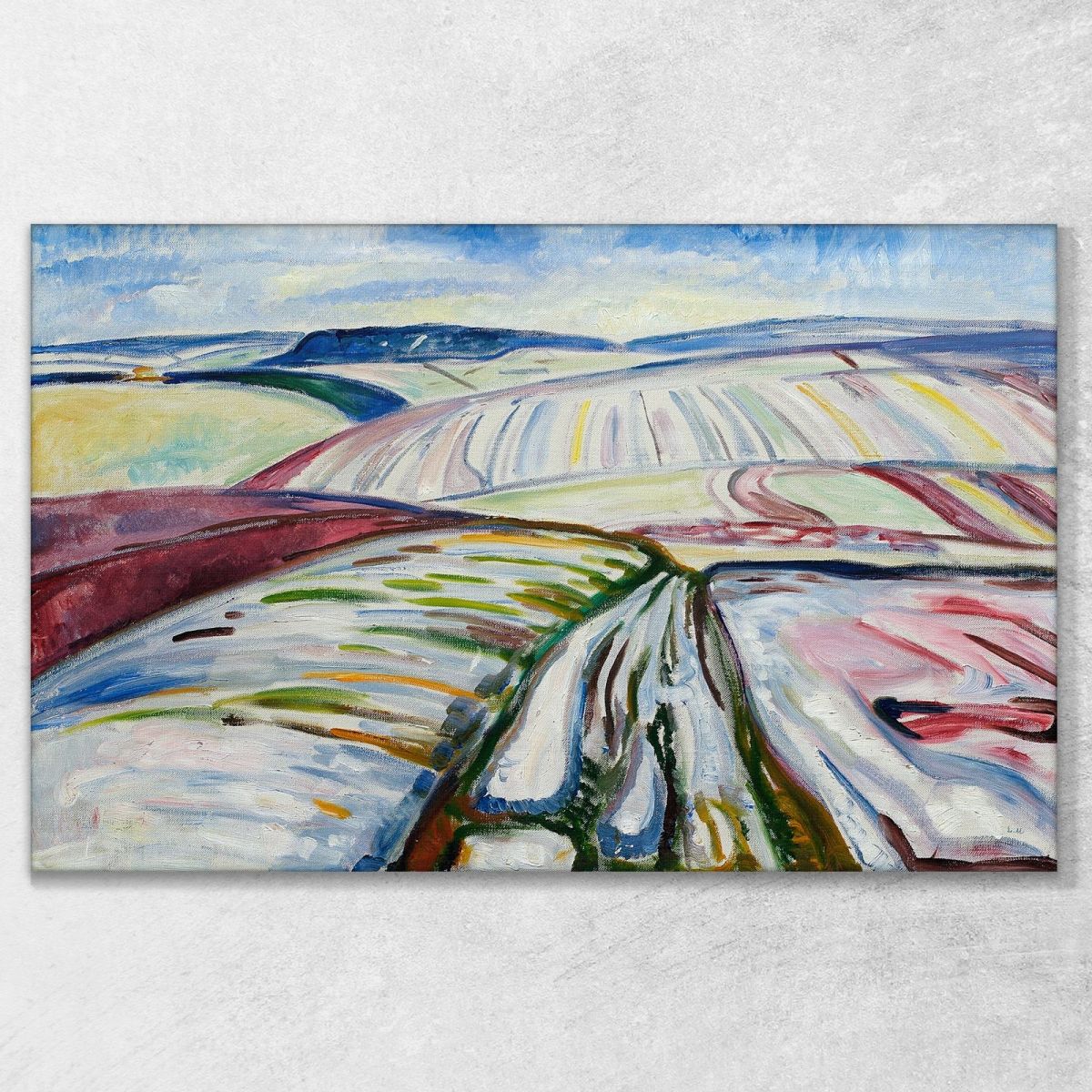 Field In Snow 1907 Edvard Munch, em102 ภาพพิมพ์บนผ้าใบแคนวาส