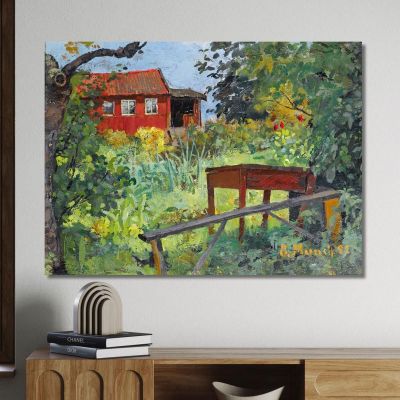 Garden With Red House Edvard Munch, em125 canvas print