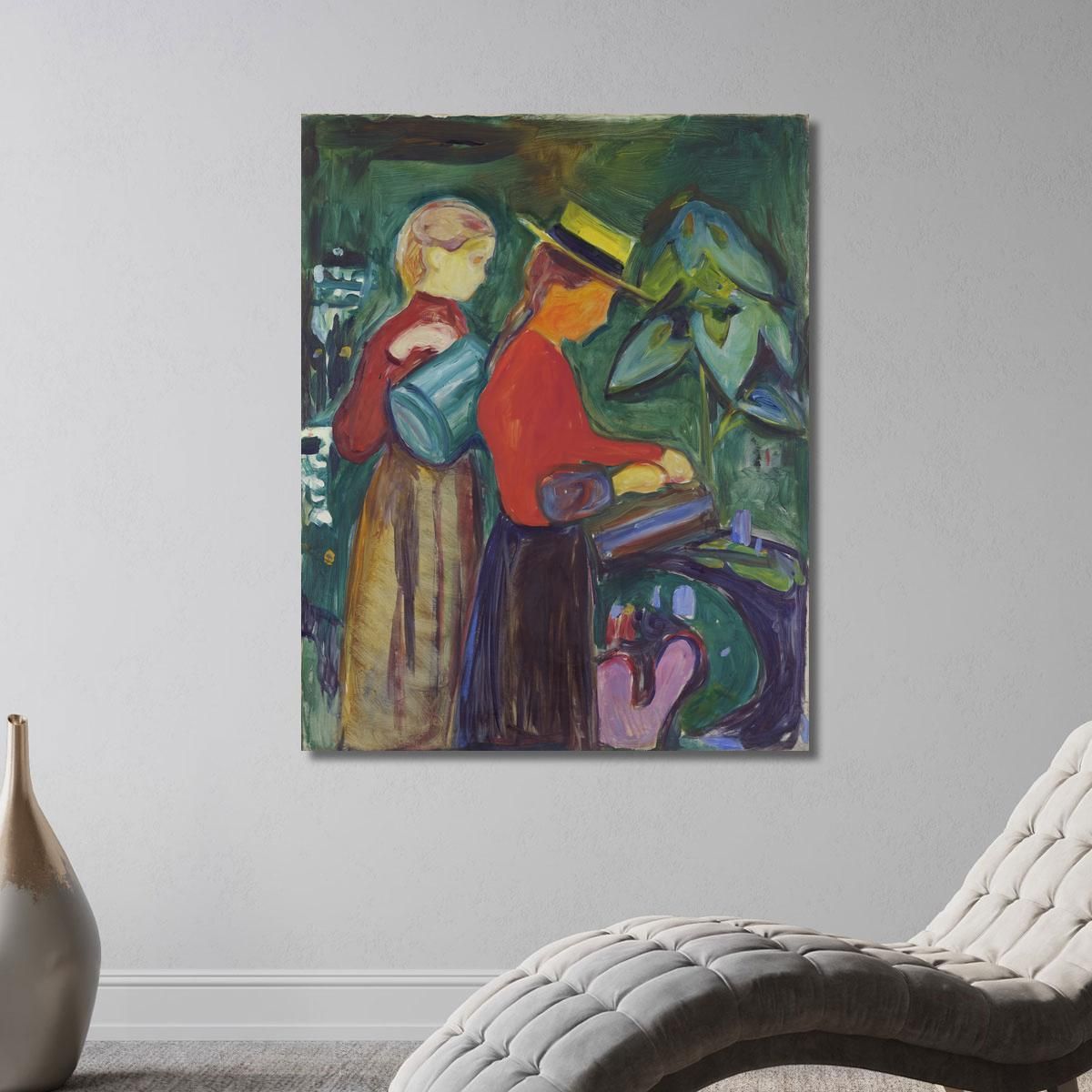 Girls Watering Flowers The Linde Frieze Edvard Munch em131 canvas print 