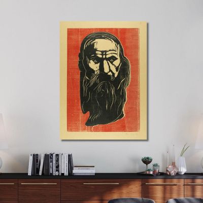 Head Of An Old Man With Beard Edvard Munch, em138 canvas print