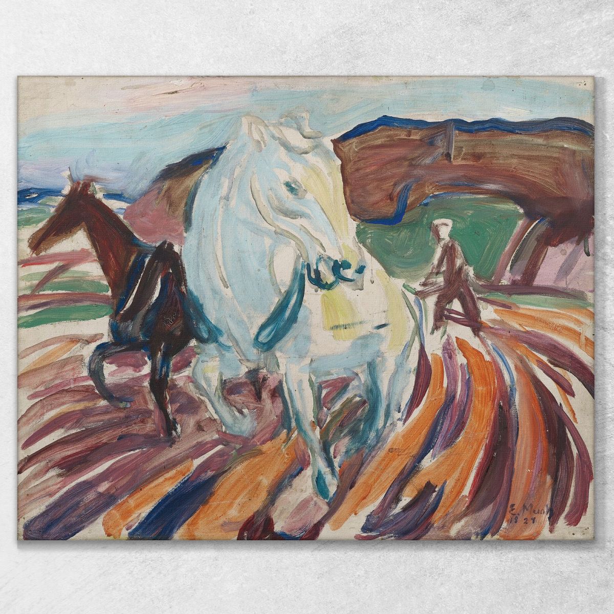 Horses Ploughing Edvard Munch em146 canvas print 