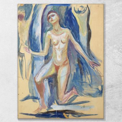 Kneeling Female Figure Edvard Munch, em160 ภาพพิมพ์บนผ้าใบแคนวาส