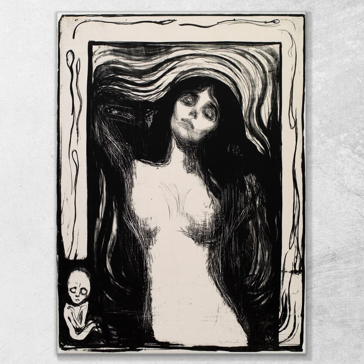 Madonna 3 Edvard Munch, em180 ภาพพิมพ์บนผ้าใบแคนวาส