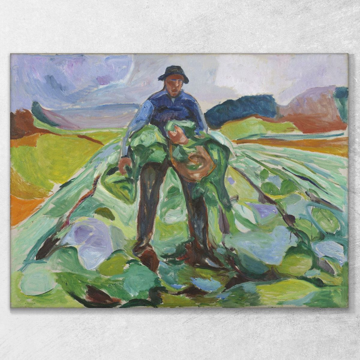 Man In The Cabbage Field Edvard Munch, em186 canvas print