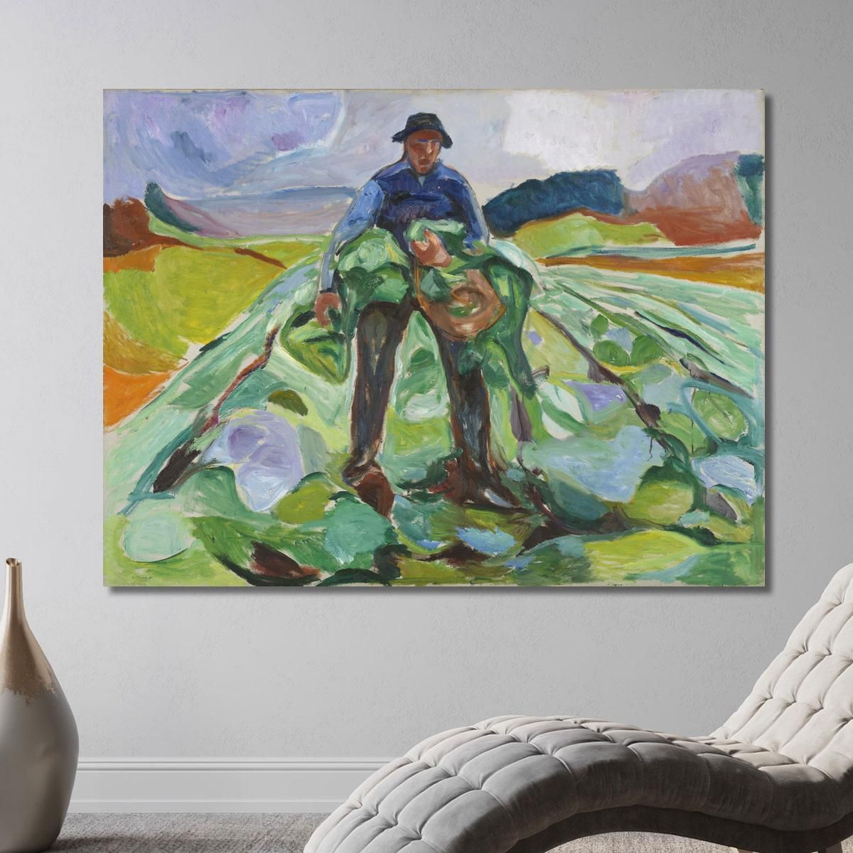 Man In The Cabbage Field Edvard Munch, em186 ภาพพิมพ์บนผ้าใบแคนวาส