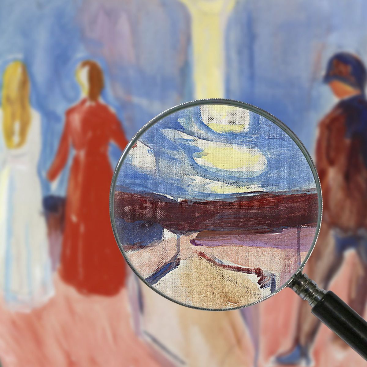 Meeting On The Beach Edvard Munch, em191 ภาพพิมพ์บนผ้าใบแคนวาส