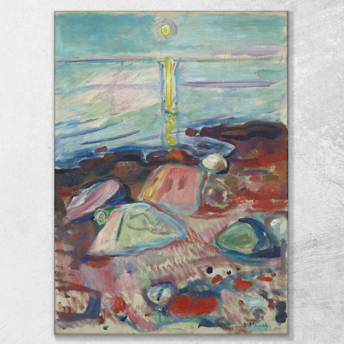 Moonlight On The Beach Edvard Munch, em211 ภาพพิมพ์บนผ้าใบแคนวาส