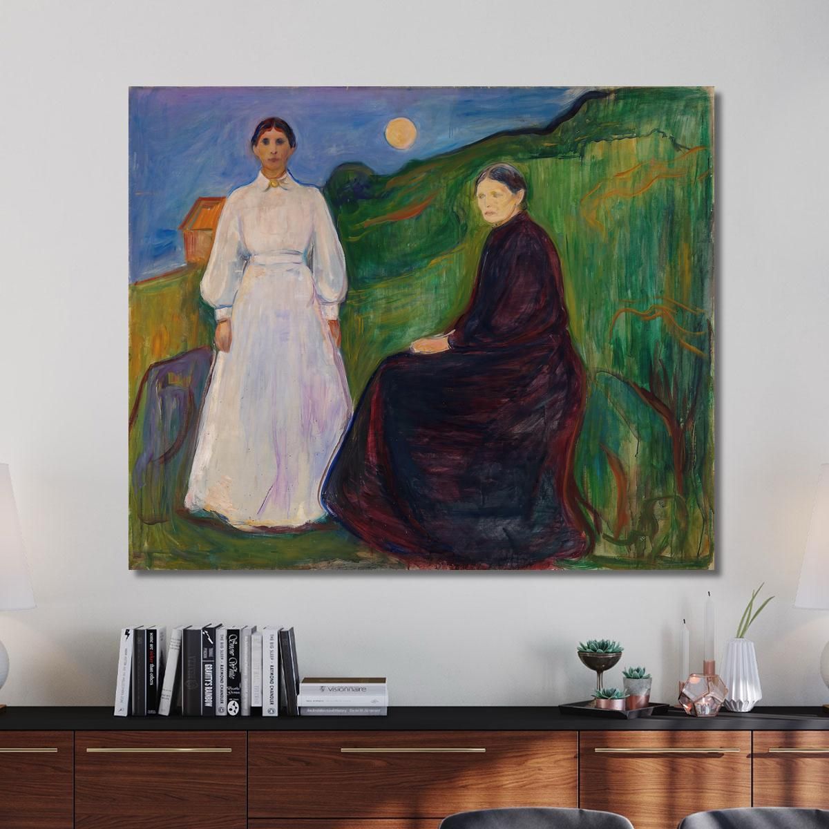 Mother And Daughter Edvard Munch, em214 ภาพพิมพ์บนผ้าใบแคนวาส