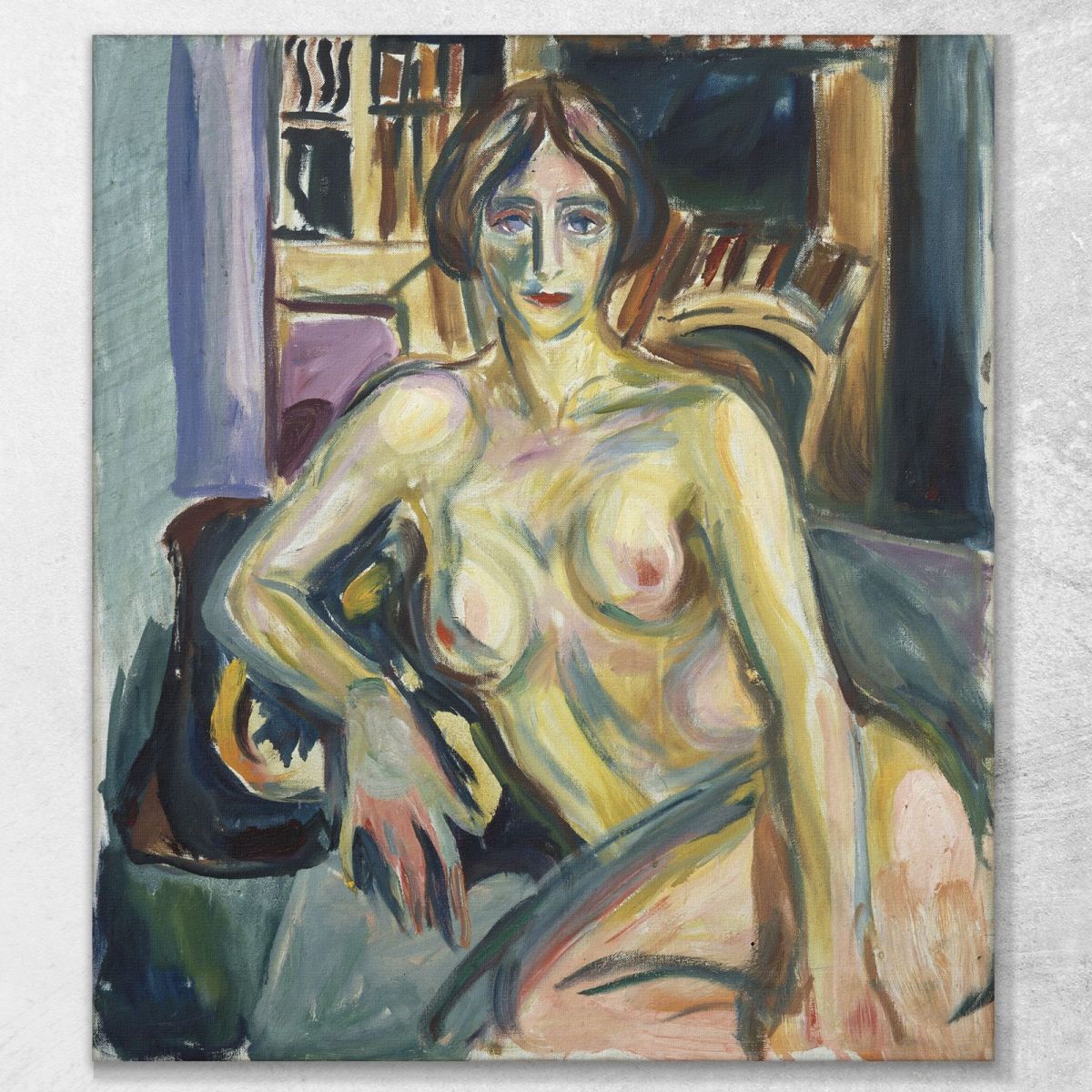 Nude Sitting On The Couch Edvard Munch, em235 ภาพพิมพ์บนผ้าใบแคนวาส