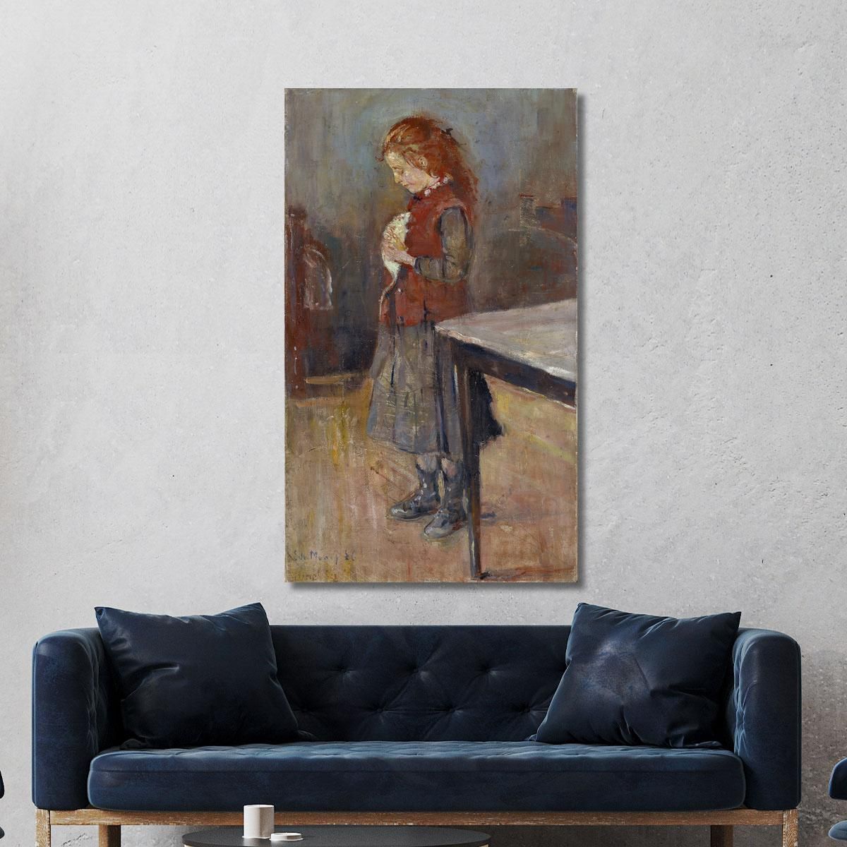 Redhaired Girl With White Rat Edvard Munch, em261 canvas print