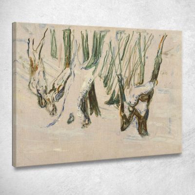 Rugged Trunks In Snow Edvard Munch, em267 canvas print