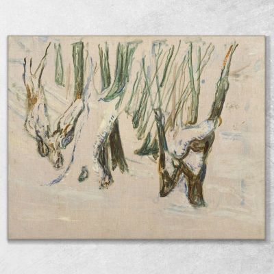 Rugged Trunks In Snow Edvard Munch, em267 ภาพพิมพ์บนผ้าใบแคนวาส