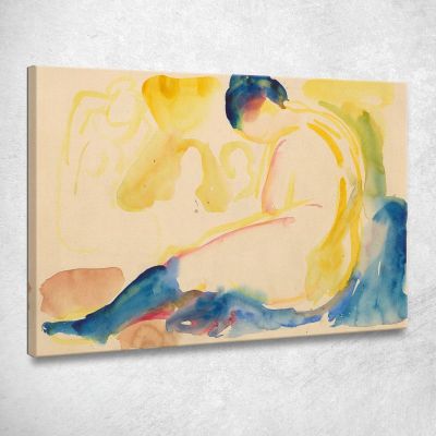 Seated Female Nude With Blue Stockings Edvard Munch, em269 ภาพพิมพ์บนผ้าใบแคนวาส