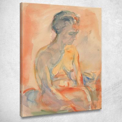 Seated Female Nude In Side Light Edvard Munch, em283 ภาพพิมพ์บนผ้าใบแคนวาส