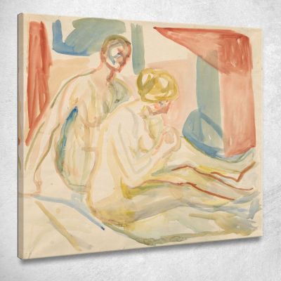 Seated Naked Man And Woman Edvard Munch em284 canvas print 