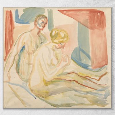 Seated Naked Man And Woman Edvard Munch em284 canvas print 