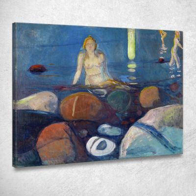 Summer Night. Mermaid Edvard Munch, em300 canvas print