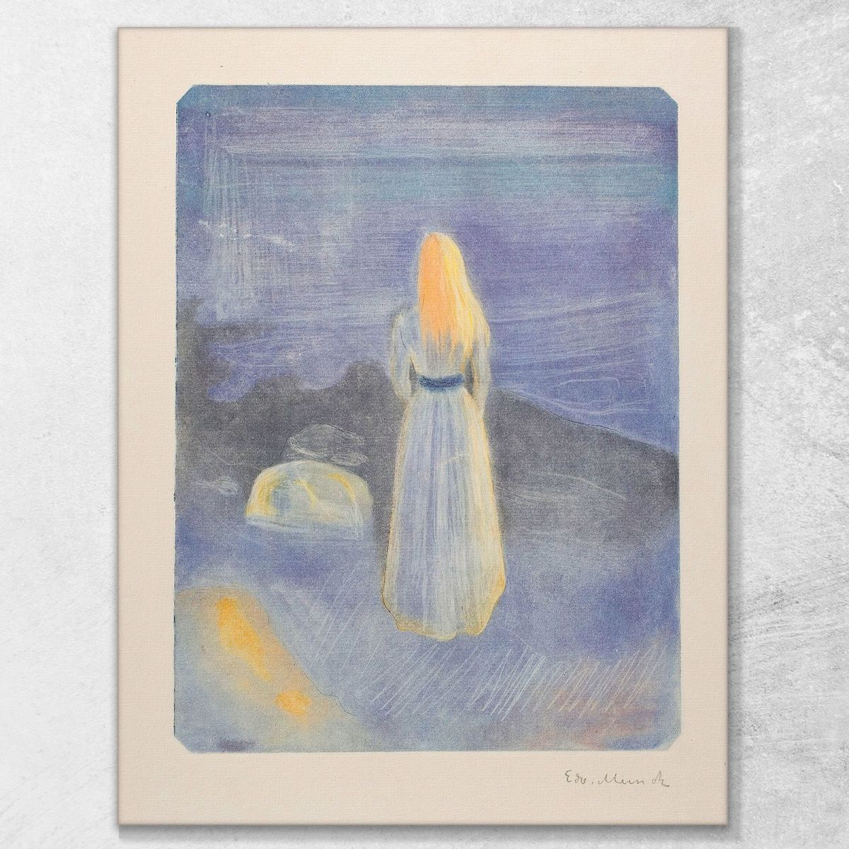 Young Woman On The Beach Edvard Munch, em349 ภาพพิมพ์บนผ้าใบแคนวาส