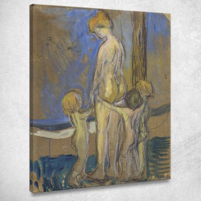 Woman With Children Edvard Munch, em404 ภาพพิมพ์บนผ้าใบแคนวาส