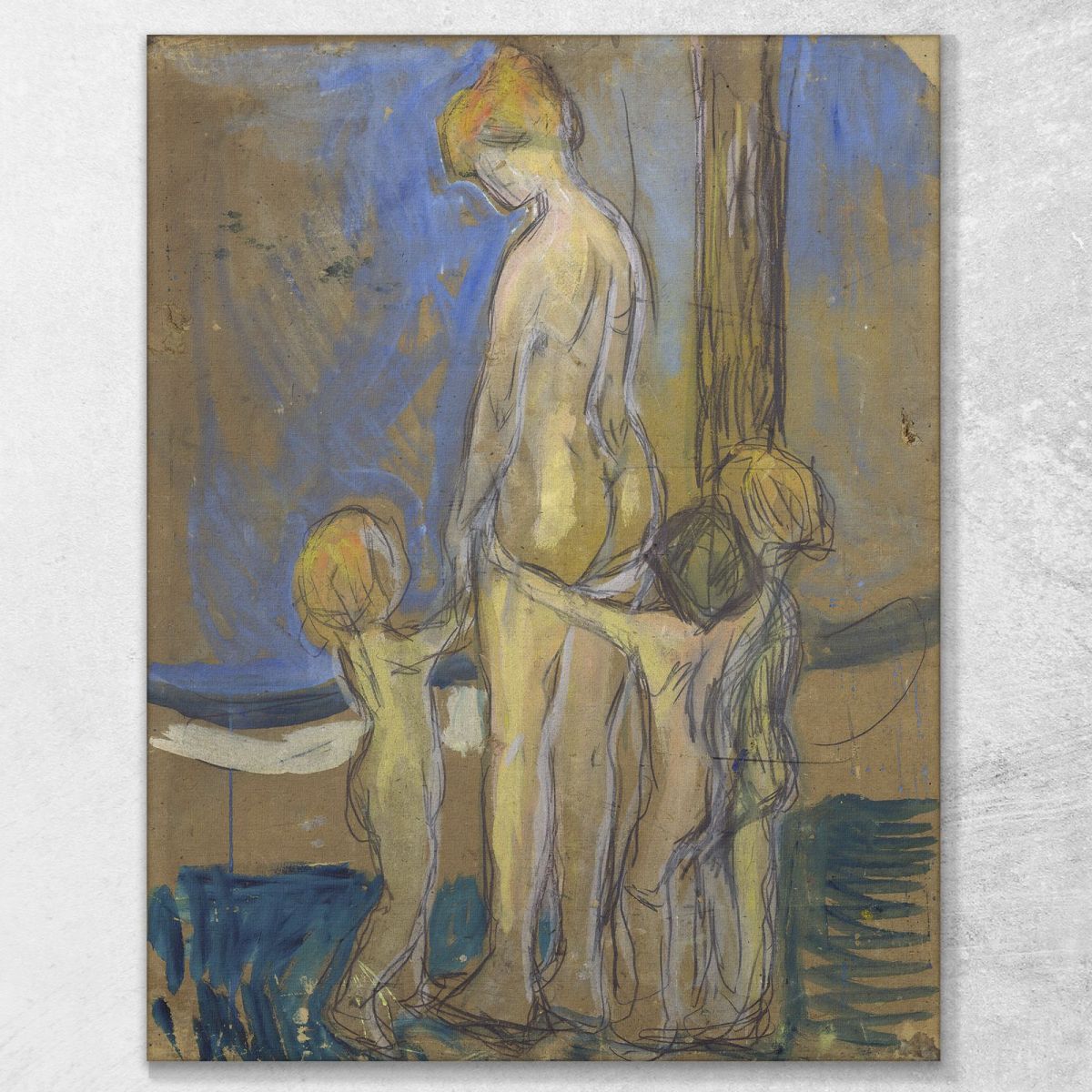 Woman With Children Edvard Munch, em404 ภาพพิมพ์บนผ้าใบแคนวาส