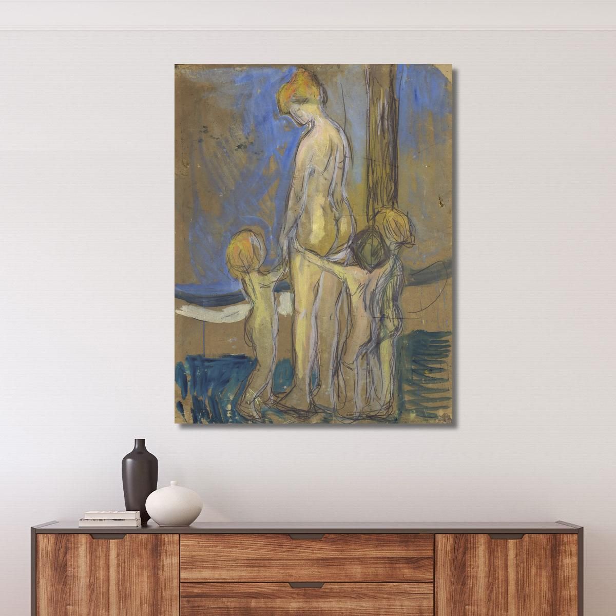 Woman With Children Edvard Munch, em404 canvas print