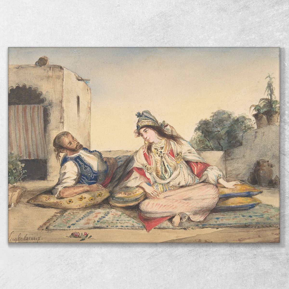 A Moroccan Couple On Their Terrace Eugène Delacroix edx3 canvas print 