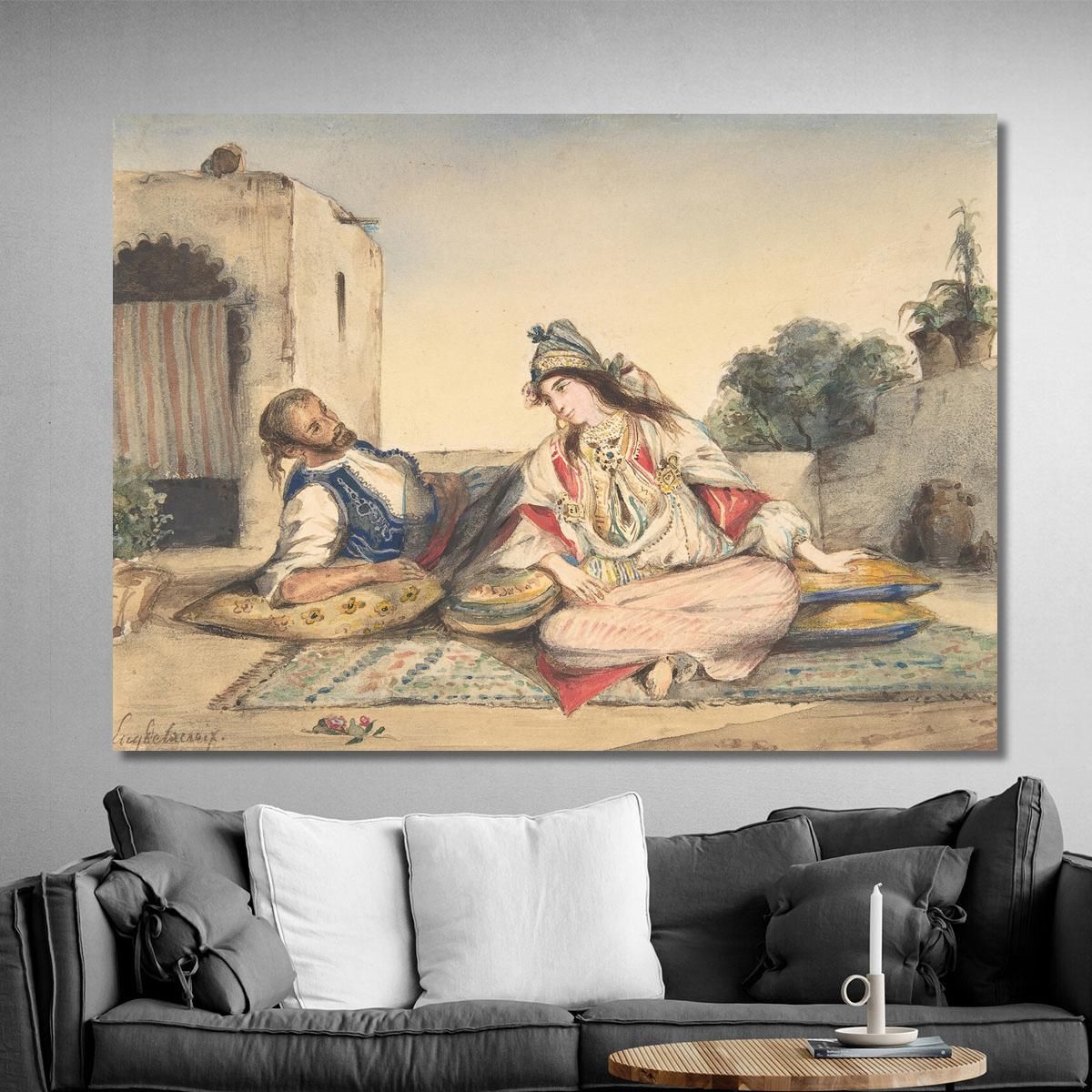 A Moroccan Couple On Their Terrace Eugène Delacroix edx3 canvas print 