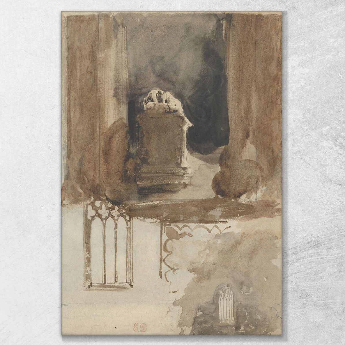 A Tomb And Studies Of Windows In The Church Of Valmont Abbey Eugène Delacroix edx5 canvas print 
