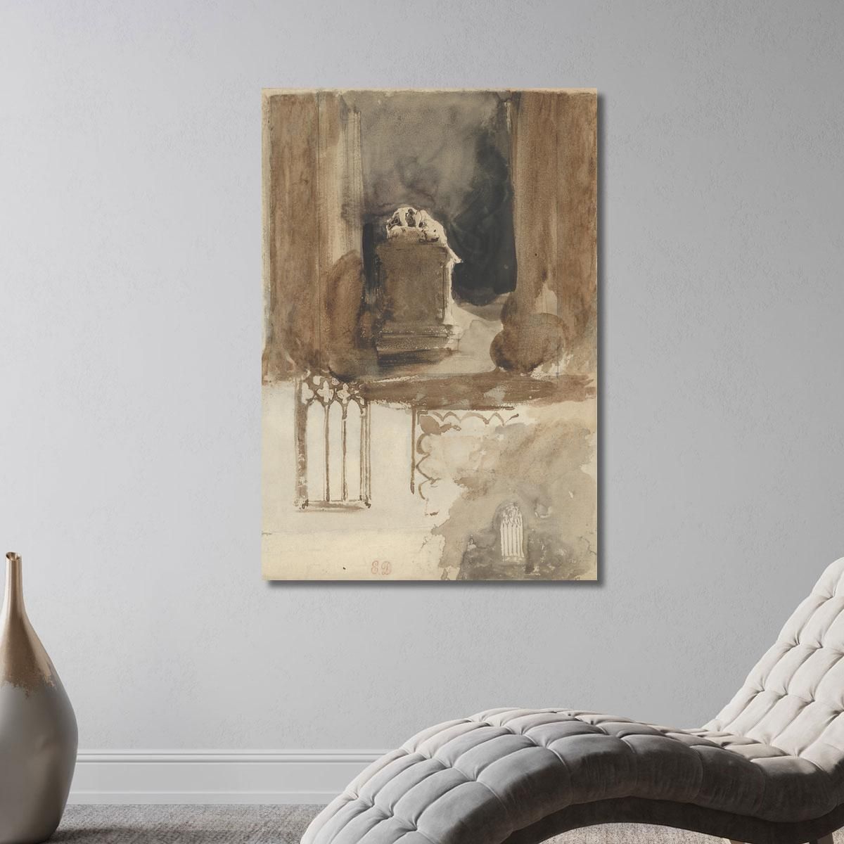 A Tomb And Studies Of Windows In The Church Of Valmont Abbey Eugène Delacroix edx5 canvas print 