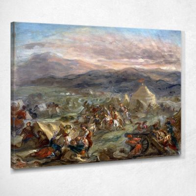 Botzaris Surprises The Turkish Camp And Falls Fatally Wounded Eugène Delacroix edx16 canvas print 