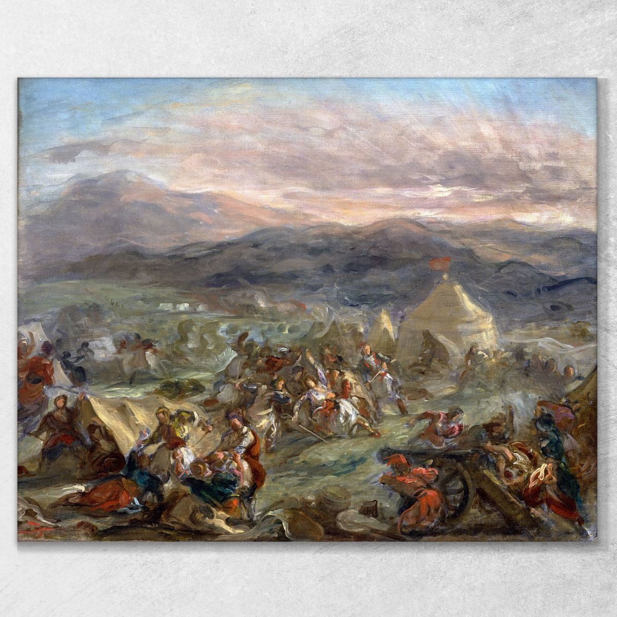 Botzaris Surprises The Turkish Camp And Falls Fatally Wounded Eugène Delacroix edx16 canvas print 