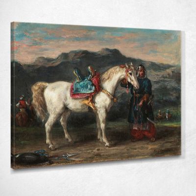 Circassian Holding A Horse By Its Bridle Eugène Delacroix edx23 canvas print 