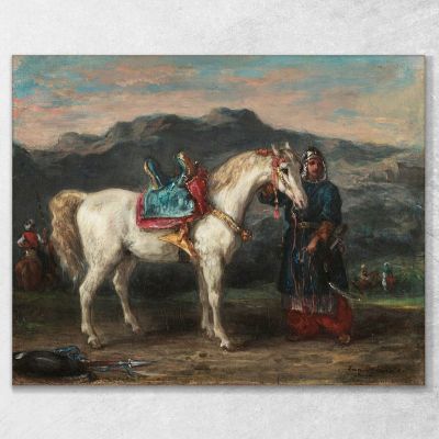 Circassian Holding A Horse By Its Bridle Eugène Delacroix edx23 canvas print 