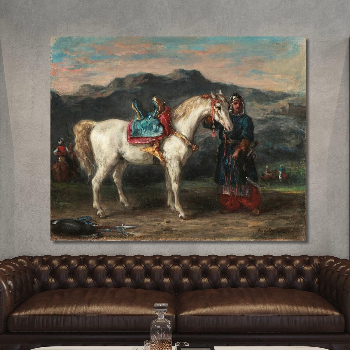 Circassian Holding A Horse By Its Bridle Eugène Delacroix edx23 canvas print 