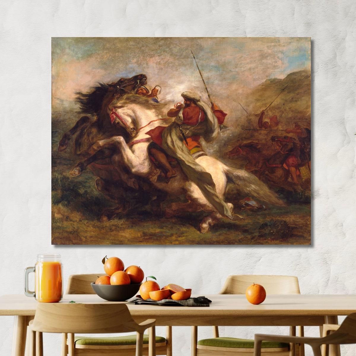 Collision Of Moorish Horsemen Eugène Delacroix edx24 canvas print 
