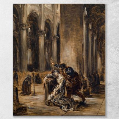 Gretchen In The Church Goethe Faust Part I Scene In The Cathedral Eugène Delacroix edx46 canvas print 