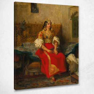 Jewish Woman From Tangier In Apartment Costume Eugène Delacroix edx61 canvas print 
