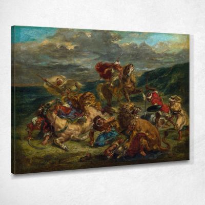 Lion Hunt Eugène Delacroix edx72 canvas print 