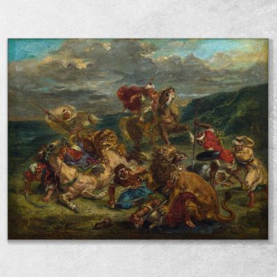 Lion Hunt Eugène Delacroix edx72 canvas print 