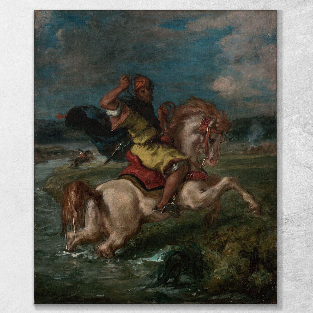 Moroccan Horseman Crossing A Ford Eugène Delacroix edx81 canvas print 