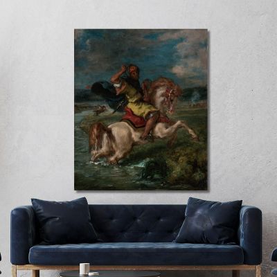Moroccan Horseman Crossing A Ford Eugène Delacroix edx81 canvas print 