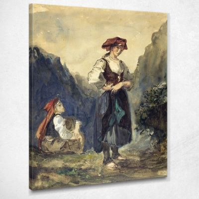 Peasant Women From The Region Of The Eaux-Bonnes Eugène Delacroix edx89 canvas print 