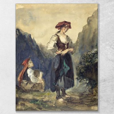 Peasant Women From The Region Of The Eaux-Bonnes Eugène Delacroix edx89 canvas print 