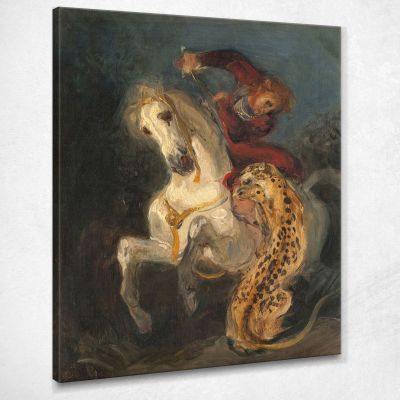 Rider Attacked By A Jaguar Eugène Delacroix edx99 canvas print 