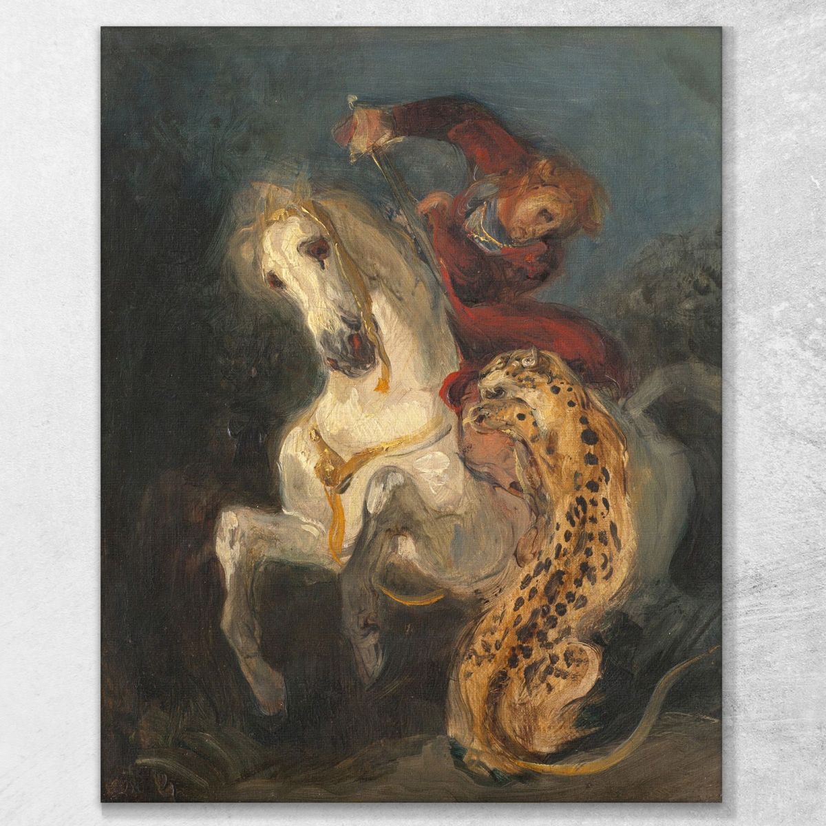Rider Attacked By A Jaguar Eugène Delacroix edx99 canvas print 