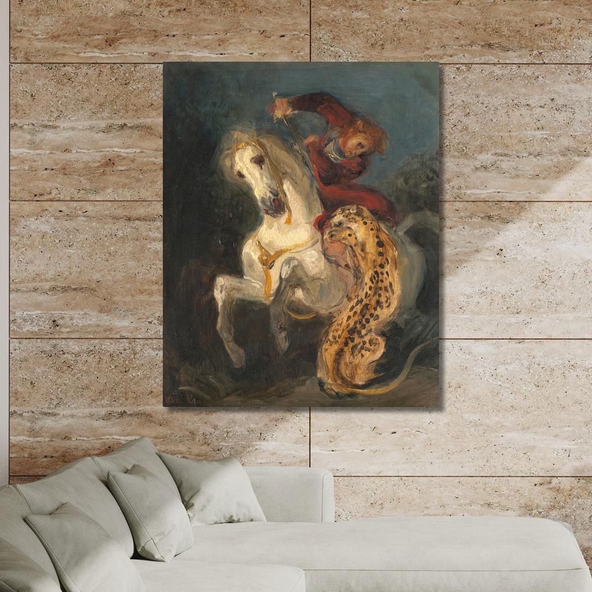 Rider Attacked By A Jaguar Eugène Delacroix edx99 canvas print 