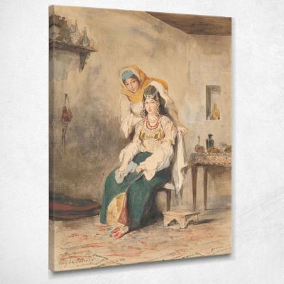Saada The Wife Of Abraham Ben-Chimol And Préciada One Of Their Daughters Eugène Delacroix edx101 canvas print 